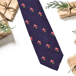 Golfing Santa Christmas Necktie Cape Cod Neckwear Embroidered Santas - Picture 1 of 3