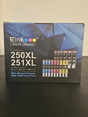 EZink Ink Cartridges PGI250XL, CLI251XL (15 Pack) All Sealed - Image 1 of 4