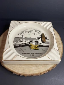 Aschenbecher Seaboard World Airlines CL44 Werbung Salem Keramik 23KGold Vintage - Bild 1 von 19