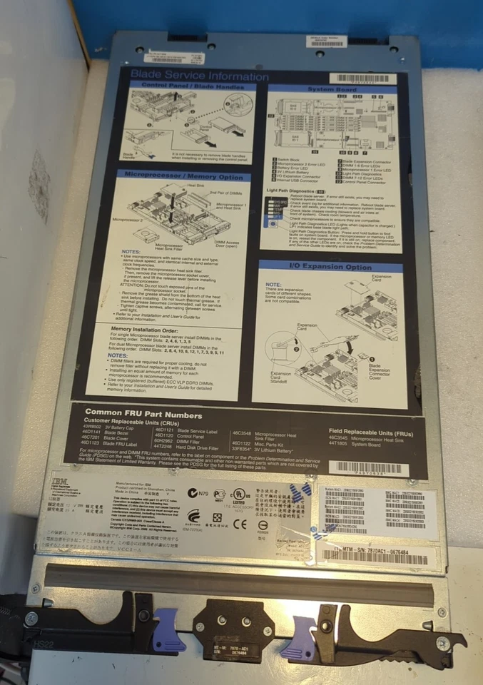 IBM 7870 AC1 HS22 BLADE SERVER 2 Xeon CPU/ 24GB Ram 68Y8186 68Y800 (No Caddy) - - Image 1 of 4