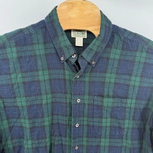 Camisa de franela alta XXL para hombre LL Bean manga larga abotonada a cuadros verde azul - Imagen 1 de 7
