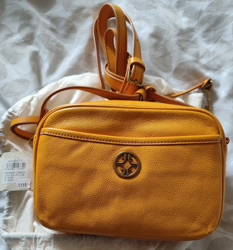 Fossil Women's Brennon Camera Bag Golden Yellow Leather RRP £159 BNWT Dustbag - Image 1 of 4