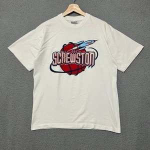 Vintage Y2K Houston Rockets Screwston T-shirt Men M White NBA - Picture 1 of 9