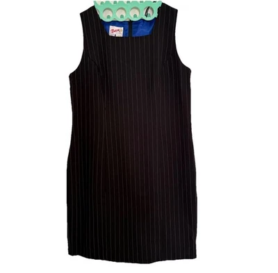Betsy New York Y2K 90s Black Pinstripe Mini Sheath Dress Office Siren 13 14 - Image 1 of 4