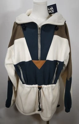 Vintage Polar Force Women's Quarter Zip Fleece Cream Blue Anorak Size Medium — 第 1/4 张图片