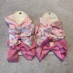Superstar Accessories Hair Bow Clips Ribbon Two Sets Toddler Girls Kids Hair New - Picture 1 of 9
