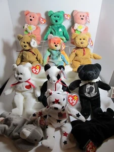 TY BEANIE BABIES "BEAR" LOT OF 12 W/ TAGS ERIN,GARCIA,VALENTINO,GLORY,FORTUNE - Picture 1 of 13