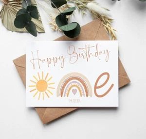Tarjeta de primer cumpleaños personalizada - 1er cumpleaños - uno - redacción personalizada boho - Imagen 1 de 1