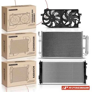 3 Radiator & AC Condenser & Cooling Fan Kit for Nissan LEAF 2011-2012 Electric - Picture 1 of 8
