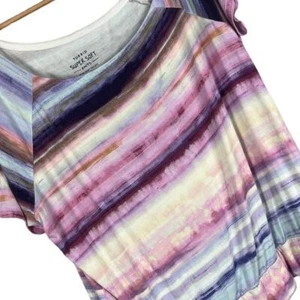 TORRID Women's 1X (1) Purple Watercolor Off-Shoulder Super Soft Knits Basic Tee - Bild 1 von 11