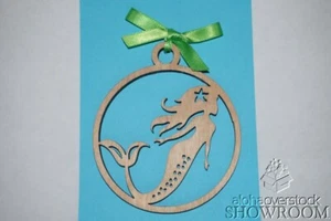 Lasergeschnittene MEERJUNGFRAU TROPISCH HAWAIIANISCH Holz Ornament Geschenkanhänger Made in Hawaii - Bild 1 von 2