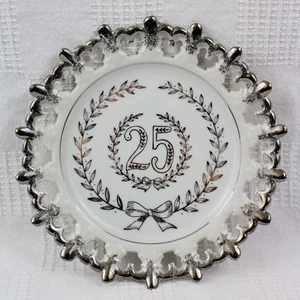 25th Silver Anniversary Decorative Plate UCAGCO Ceramics 8 Inch Diameter - Picture 1 of 3