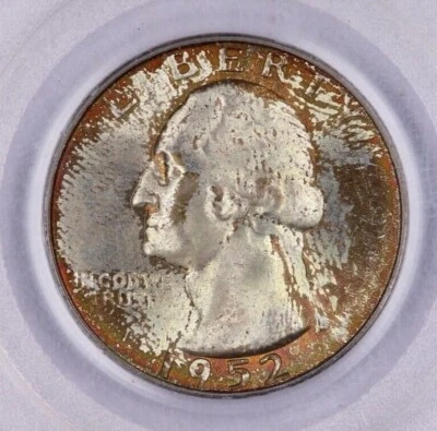 1952-S Washington Quarter 25c PCGS - MS65 Old Holder Beautiful color! J2 - Image 1 of 3