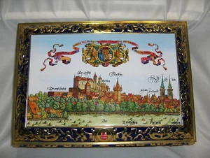 Vintage E. Otto Schmidt Large Biscuit Cookie Sewing Tin Nurmberg Storage NICE - Foto 1 di 12