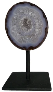 ACHATDRUSE - METALLSTÄNDER AMETHYST EDELSTEIN ACHAT GEODE BERGKRISTALL QUARZ - Bild 1 von 3