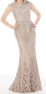 MGNY Taupe  Fit And Flare Formal Wedding Party Gown Size 4 - Picture 1 of 12