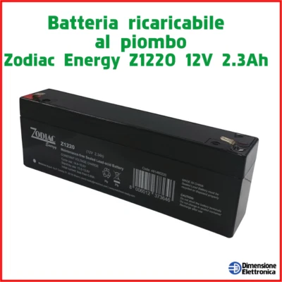 ZODIAC ENERGY Batteria 12V 2.3Ah ZODIAC al Piombo Ricaricabile gel Allarme Sirena come fg20201