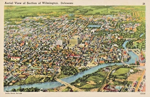 DE Wilmington Delaware - Luftbild Panoramablick - Fluss - Vintage 1930 Postkarte (C7) - Bild 1 von 3