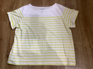 Time and Tru, USA Plus Size XXL 2XG/Uk 20 White/ Lemon/Lime Stripe Tee Top BNWOT - Picture 1 of 8