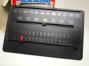 NOS Rare Black Plastic Base Desk Table Calendar UK Registered Design - Picture 1 of 9