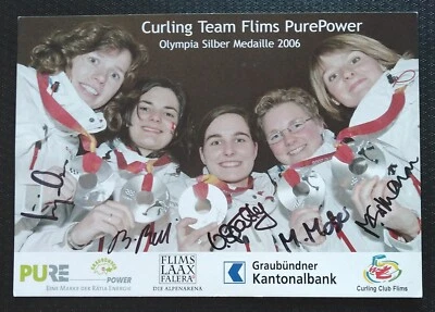 B431 Curling Team Flims PurePower 2006 Autogrammkarte 5 x original signiert - Bild 1 von 2