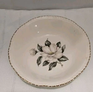 Vintage Rhythm White Magnolia 5" Sauce Dish, Homer Laughlin Porcelain, 1940-50's - Picture 1 of 6