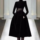 new wholesale Turtle neck Long sleeves Panelled Hollow out Sashes Runway Dresses