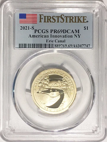 2021 S Proof New York Innovation Dollar PCGS PR 69 DCAM First Strike Label Cover