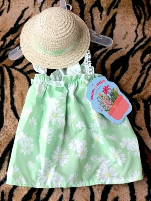 Pet Dress Dog or Cat Daisy Green w/ Summer Hat  med ea. New w/ Tag! - Image 1 of 4