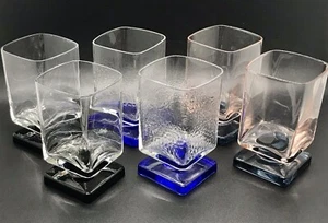 Vintage MCM 6 Disaronno Stil Quadrat Sockel Cocktail Cordial Gläser Barware - Bild 1 von 5