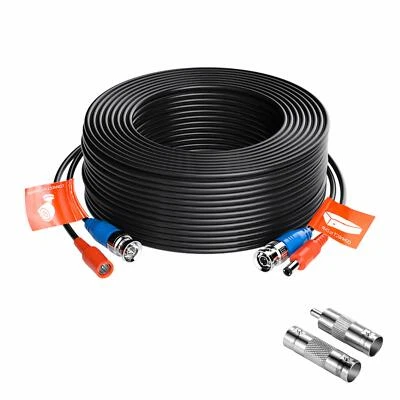 ZOSI CCTV Security Camera BNC Cable 100ft Wire Cord Video Power Cable Black - Image 1 of 4