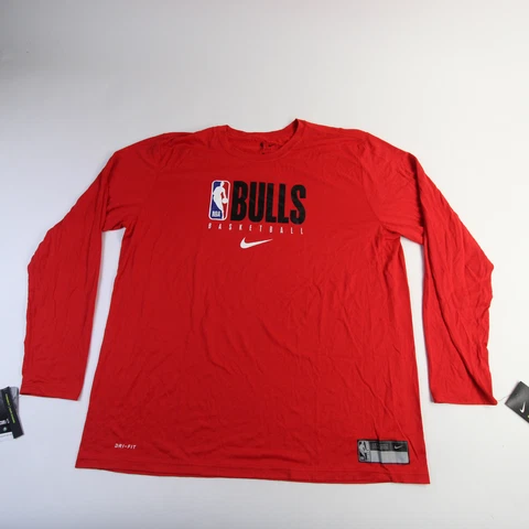 Chicago Bulls Nike NBA Authentics Nike Tee Long Sleeve Shirt Men's Red New Cover
