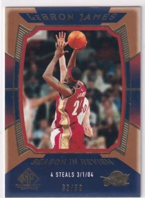 2005 Upper Deck SP Game-Used NBA No 144 LeBron James Season In Review Gold 32/50 - Image 1 of 2
