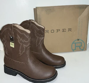 Botas de Vaquero Roper Chunk Rider Bordadas Punta Redonda Para Mujer Marrón Talla 10 - Imagen 1 de 10