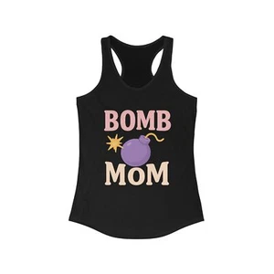 Women's Racerback Tank - Bomb Mom Workout Top, Gift for Moms, Mother's Summer - Picture 1 of 17
