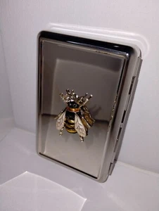 Metal, Cigarette, Wallet, Card Hinged Box New Silver Chrome Color 4 in X 2.5 in - Picture 1 of 12