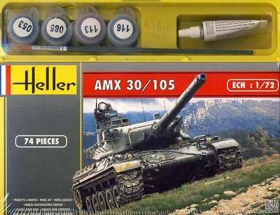 Heller Amx 30/105 Serbatoio Modello Kit + Colore Pennello Colla 1:72 Panzer Set - Immagine 1 di 2
