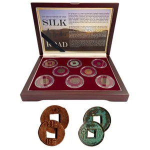 Boxed Collection of 8 Ancient Silk Road Coins - Unique Historical Treasure - Picture 1 of 3