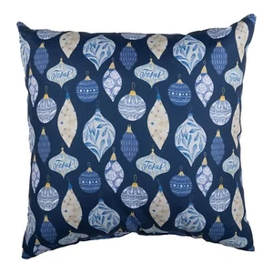 CHRISTMAS ORNAMENTS INDOOR OUTDOOR TEXTURED THROW PILLOW - 18" SQUARE - Picture 1 of 1