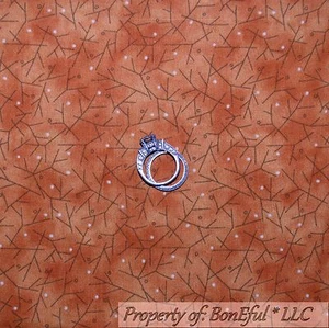 BonEful Fabric FQ Cotton Quilt Orange Brown Calico Tree Dot Fall Thanksgiving US - Picture 1 of 8