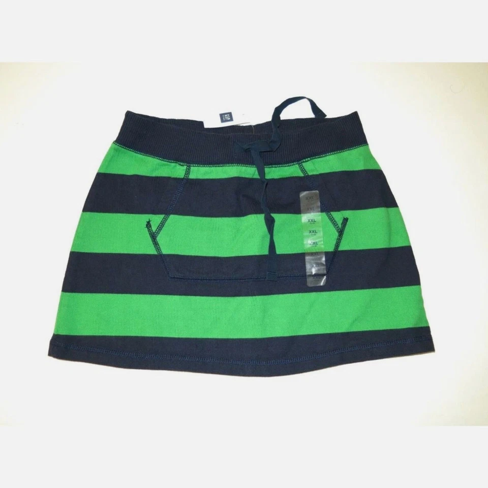 Gap Niños Niñas Rugby Rayas Preppy Mini Falda Verde Azul Marino Pull On XXL 14 16 Foto 1 de 1