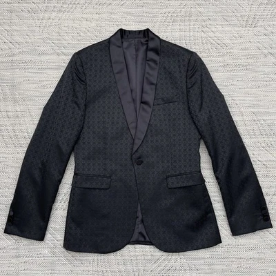 Swear & Mason Dinner Jacket Men's 38" Black Wool Blend Faint Geometric Pattern - Image 1 of 4