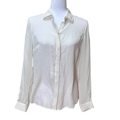 Blusa Camisa Robert Graham NUEVA CON ETIQUETAS 100 % Seda Marfil Manga Larga Con Botones XS Lexi  Foto 1 de 4