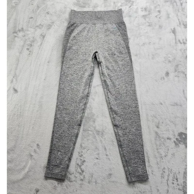 Gymshark 紧身裤女式 L 灰色蓝色弹性高腰无缝高腰瑜伽 — 第 1/4 张图片