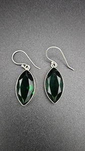 Große Chromdiopsid Ohrringe in Sterlingsilber Schmuck 1,5" lang - Bild 1 von 5