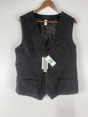 Perry Ellis Travel Luxe Charcoal 5 Button Dress Vest Mens Size L New - Image 1 of 4