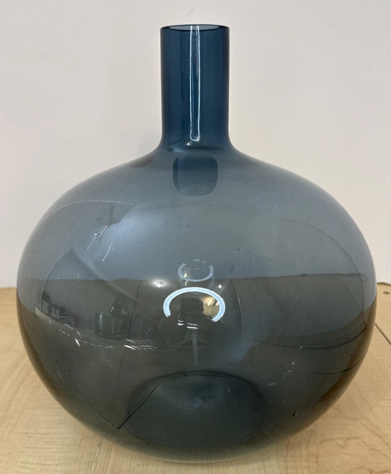 Дымчатый синий серый стеклянный шар ваза напольная ваза мировой рынок стиль 13» высокий Индия - Изображение 1 из 4