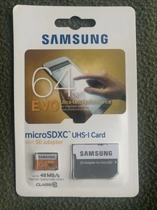 Samsung 64GB EVO Ultra-Fast Performance microSDXC UHS-I Card with SD Adapter - Picture 1 of 3