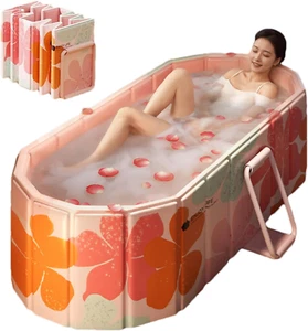 Portable Bathtub for Adult 59" Large Foldable No Installation Bath Tub for Showe - Picture 1 of 6