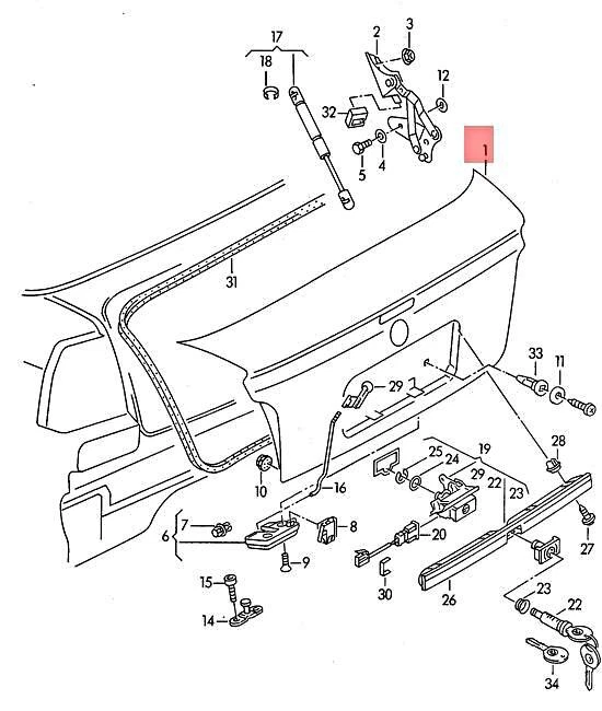 正品大众后盖 NOS 兔子高尔夫敞篷车 1E 1E0827025J — 第 1/1 张图片
